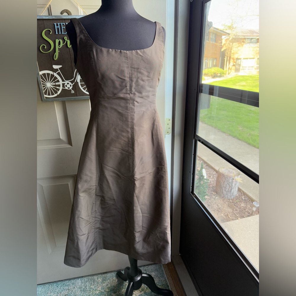 Vintage Y2K J. Crew brown silk sleeveless dress, size 12